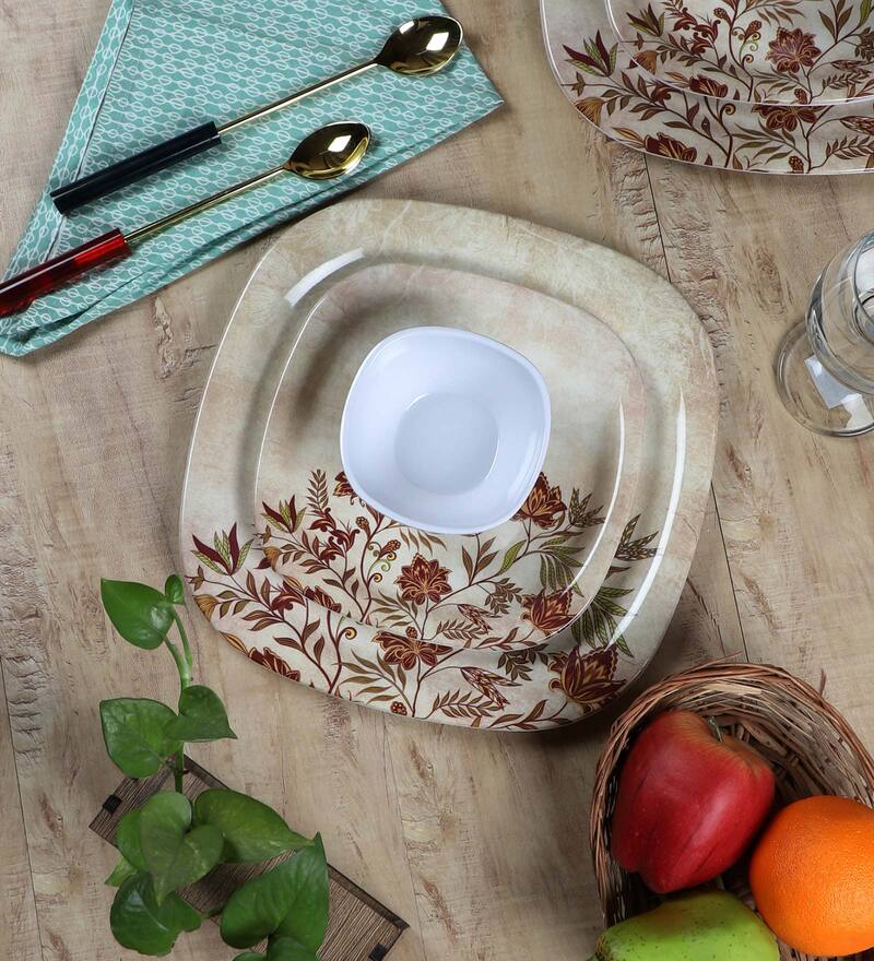 cream melamine dinner set