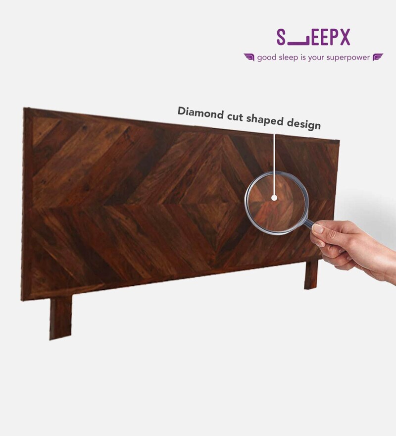 Buy Square Diamond Queen Size Bed In Walnut Finish By Sleepx Online