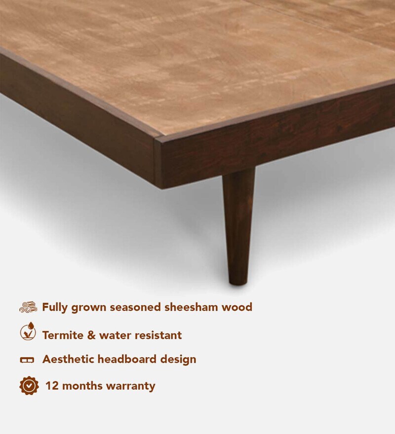 Buy Square Diamond Queen Size Bed In Walnut Finish By Sleepx Online