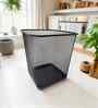 Square Ash Grey Metal Mesh Dustbin, Modern Breathable Waste Basket