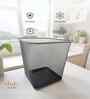 Square Ash Grey Metal Mesh Dustbin, Modern Breathable Waste Basket