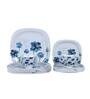 Squared 18 Pcs White & Blue Melamine Dinnerware Set
