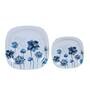 Squared 18 Pcs White & Blue Melamine Dinnerware Set