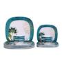 Square 18 Pcs White & Blue Melamine Dinnerware Set