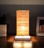 Square Bamboo table lamp with White wood base -41