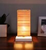 Square Bamboo table lamp with White wood base -41