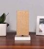 Square Beige Jute table lamp with White wood base -49