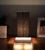Square Black Cotton table lamp with White wood base -43