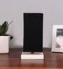 Square Black Cotton table lamp with White wood base -43
