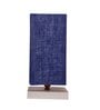 Square Blue Jute table lamp with White wood base -52