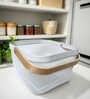 Square Ecru White Powder-Coated Metal Mesh Storage Basket