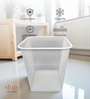 Square Ecru White Metal Mesh Dustbin, Modern Breathable Waste Basket