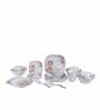 Square Floral 40 Pcs White & Red Melamine Dinnerware Set