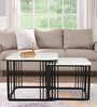 Nera Square Marble Top Nesting Coffee Table In Black Finish