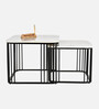 Nera Square Marble Top Nesting Coffee Table In Black Finish
