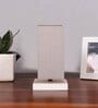Square Grey Cotton table lamp with White wood base -47