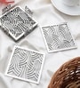 Silver Square Jali Coasters Set Of 4