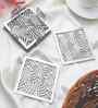 Square Jali Coasters Silver