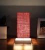 Square Maroon Jute table lamp with White wood base -51