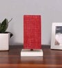 Square Maroon Jute table lamp with White wood base -51
