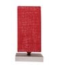 Square Maroon Jute table lamp with White wood base -51