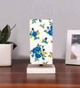Square Multicolor Cotton table lamp with White wood base -54