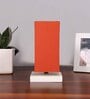 Square Orange Cotton table lamp with White wood base -45