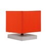 Square Orange Cotton table lamp with White wood base -60