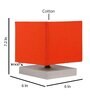 Square Orange Cotton table lamp with White wood base -60