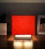 Square Orange Cotton table lamp with White wood base -60