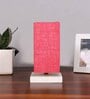Square Pink Jute table lamp with White wood base -50