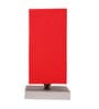 Square Red Cotton table lamp with White wood base -44