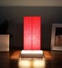 Square Red Cotton table lamp with White wood base -44