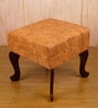 Square Fabric Seating Stool in Beige Colour