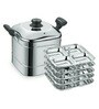 Square Steamer Plus Stainless Steel Idli Cooker 3 plates (3*4 Idlis ) & 3 dhokla Plates