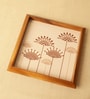 Peach Teak Wood Square Tray with Mandala Art