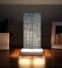 Square Turquoise Jute table lamp with White wood base -53