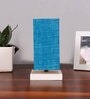 Square Turquoise Jute table lamp with White wood base -53