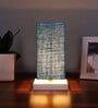 Square Turquoise Jute table lamp with White wood base -53