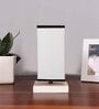 Square white & black Cotton table lamp with White wood base -48