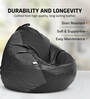 Squivo 4XL Leatherette Bean Bag  Filled with Beans With Footrest, Cushion & Pocket In Black & Grey Colour