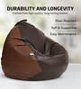 Squivo 4XL Leatherette Bean Bag Filled with Beans With Footrest, Cushion & Pocket In Brown & Tan Colour