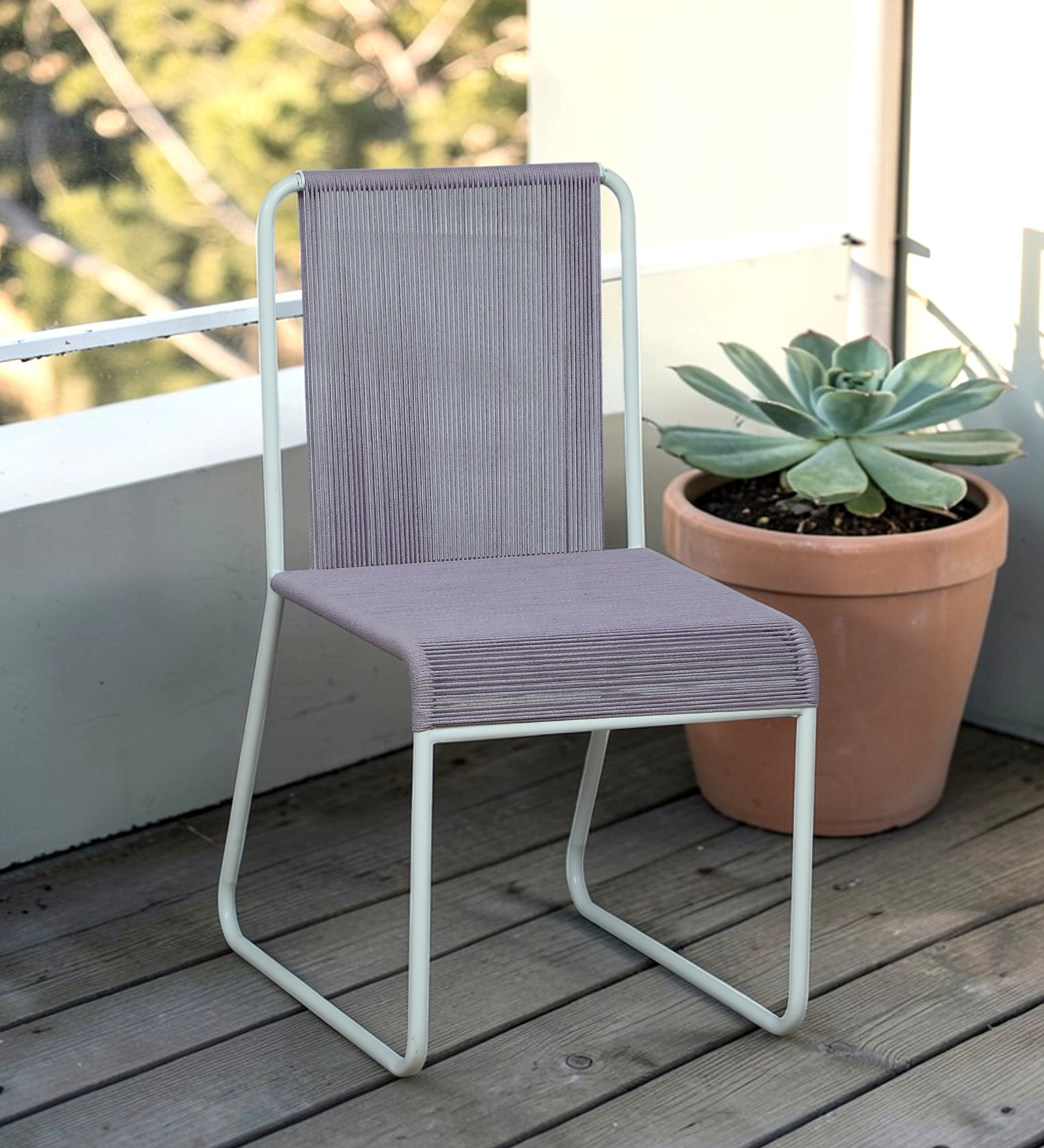 Sremmurd Metal Cafe Outdoor Chair In White Colour