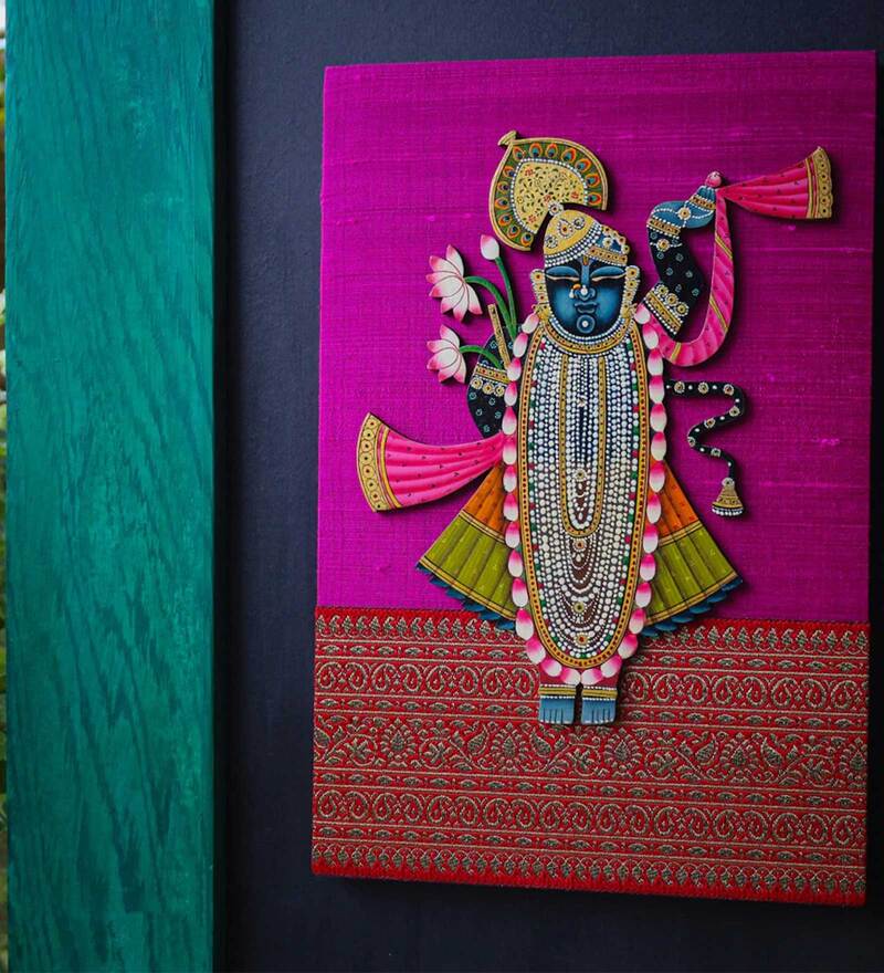 Buy Srinath Ji Wall Frame Dwarkadhish By Yellow Verandah Online