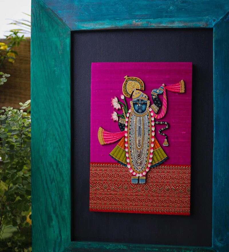 Buy Srinath Ji Wall Frame Dwarkadhish By Yellow Verandah Online