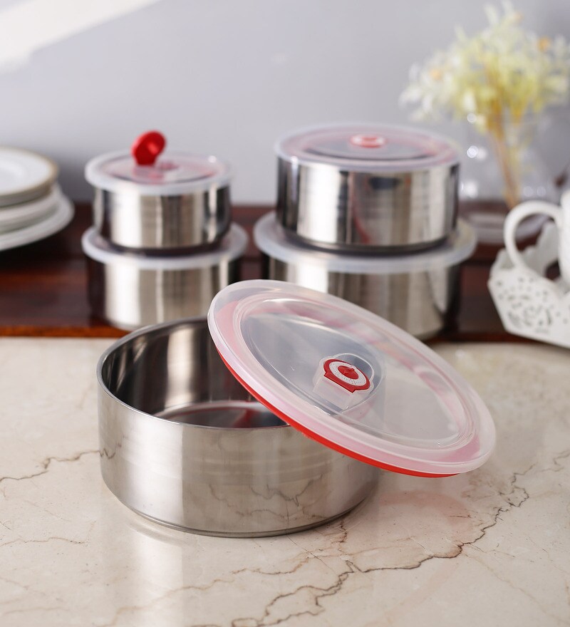 Buy Ss Silverware Stainless Steel Double Wall Fresh Lunch Boxes Set