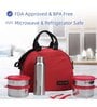 Varmora SS (Stainless Steel) Family Lunch Box (Tiffin) 390ml x2 SS Container,520ml x2 SS Container,500ml SS Bottle- Respberry Pink