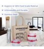 Varmora SS Cromo | Stainless Steel Lunch Box Set With bag | 3 Round Containers (520 ml each) & Water Bottle (500ml) | Airtight & Leak-Proof | BPA-Free & 100% Food Grade- Respberry Pink