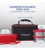 Varmora SS Duo Stainless Steel Lunch Box with 3 Airtight & Leak Proof Containers (240 ml-2 pc and Oval container-550 ml-1 pc)