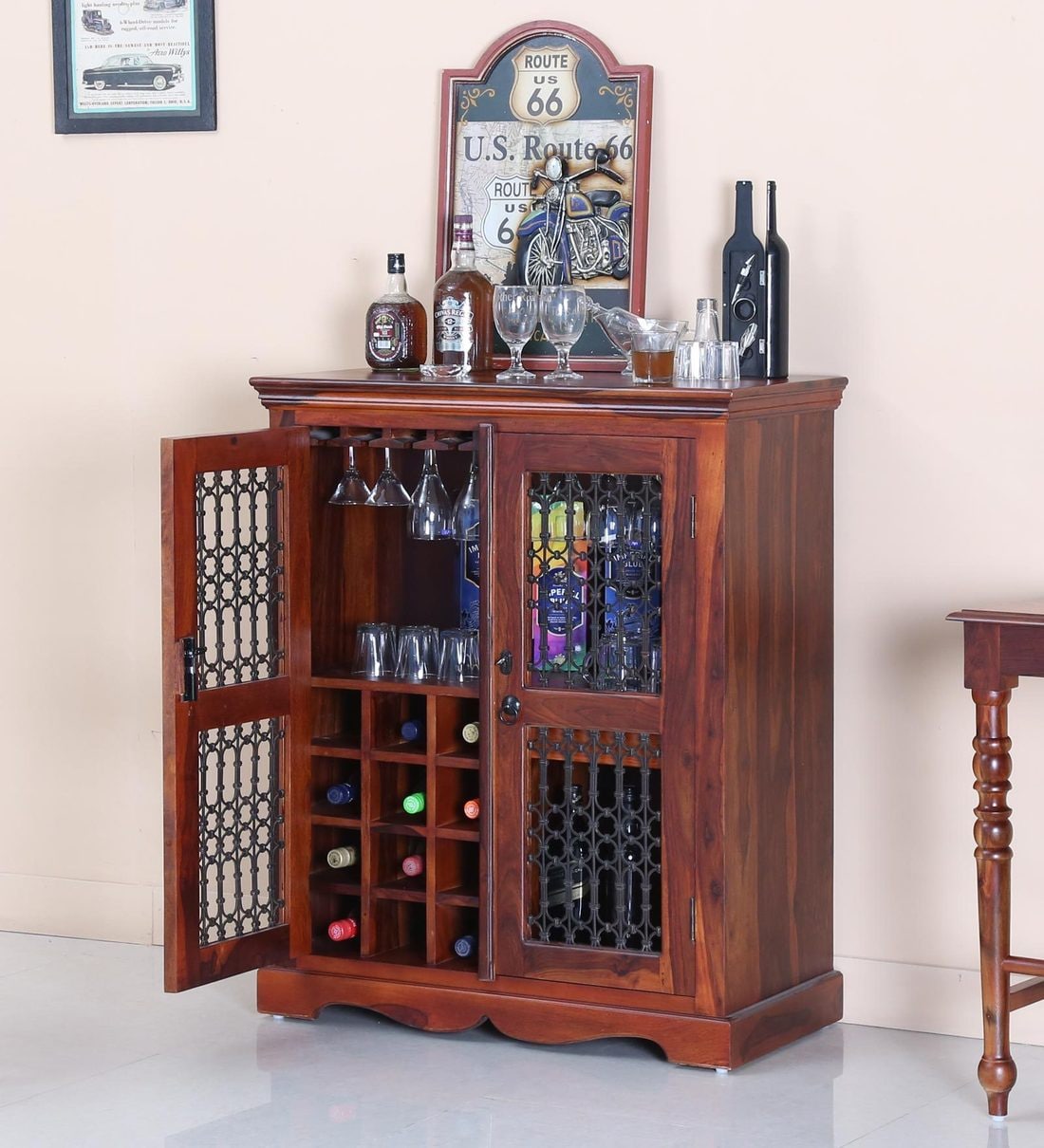 Buy Stafford Solid Wood Bar In Honey Oak Finish By Amberville Online Traditional Bar